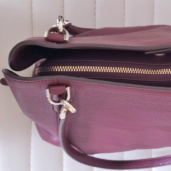 Kate Spade NY Medium Jackson Pebble Leather Cherrywood Red 3 Compartment Satchel - Picture 5 of 16